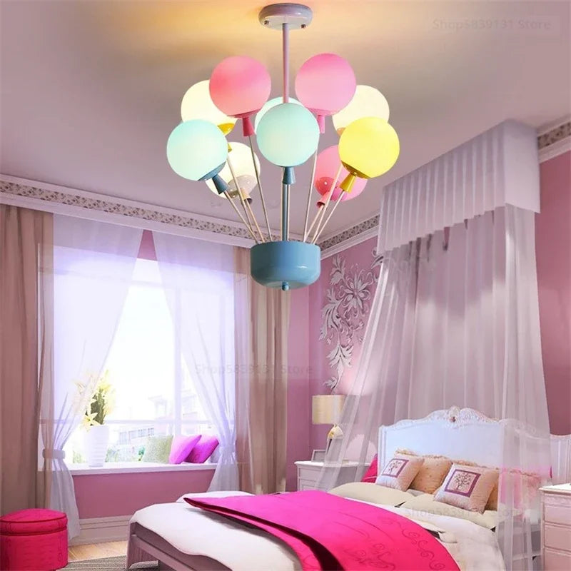 suspension moderne led ballon dessin animé pour enfants