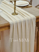 Chemin de table coton gaze bohème vintage mariage