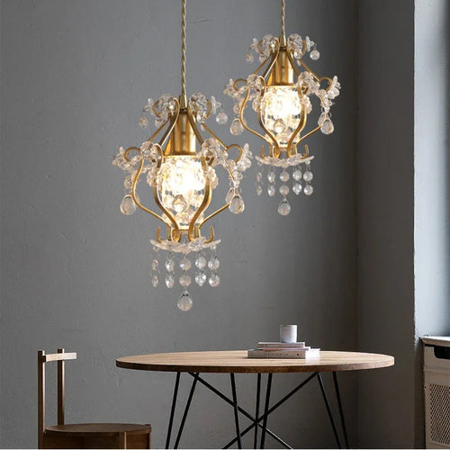 suspension en cristal rétro doré pour décoration intérieure élégante - vue 4 sur 8