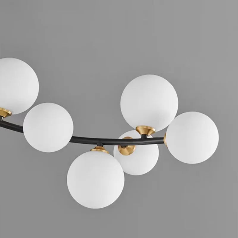 lustre moderne en verre et cuivre noir pour intérieur - vue 6 sur 9