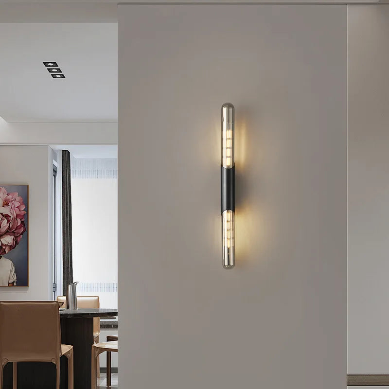 applique murale minimaliste en laiton 	 avec verre transparent - vue 4 sur 8