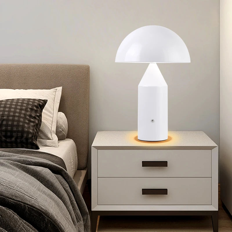 Lampe de table Portable lampe champignon led rechargeable interrupteur tactile veilleuse salle à manger chambre lampe de chevet - vue 2 sur 9