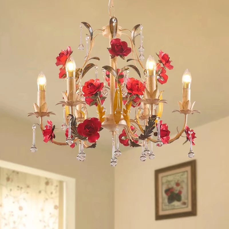Lustre à fleur avec ampoules bougies - vue 3 sur 8