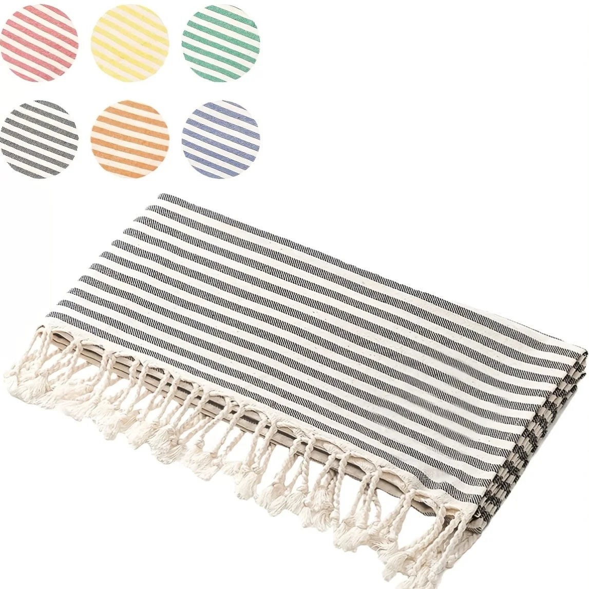 serviette de plage turque coton tissé style rayé - vue 2 sur 6