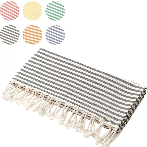 serviette de plage turque coton tissé style rayé