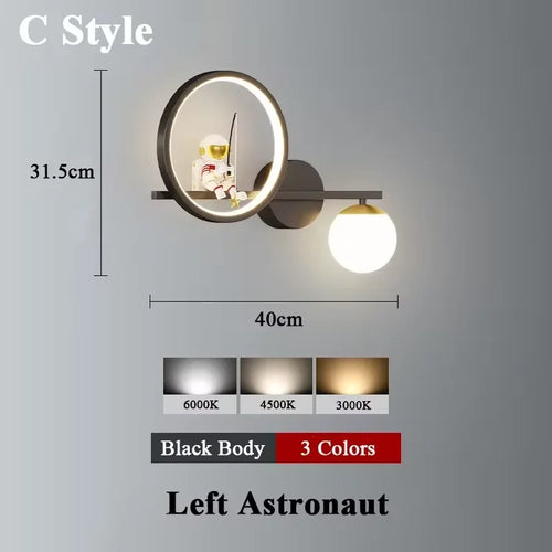 applique murale led créative lune astronaute décoration pour enfant - vue 15 sur 23
