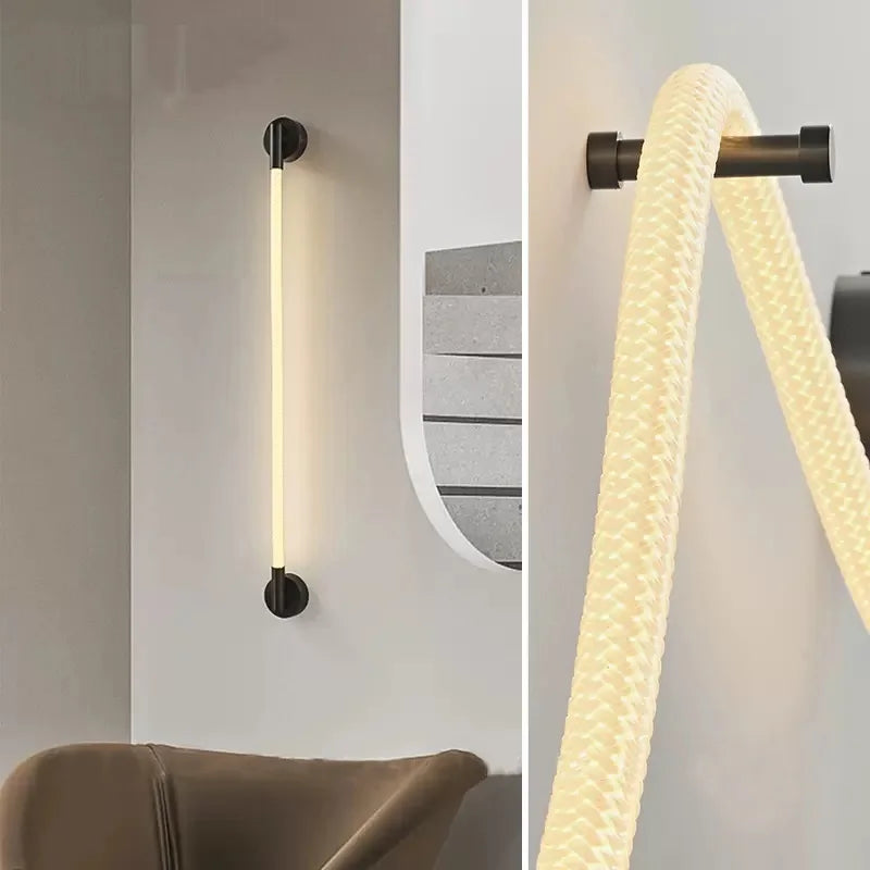 applique murale led minimaliste en fibre tissée en silicone souple - vue 3 sur 18