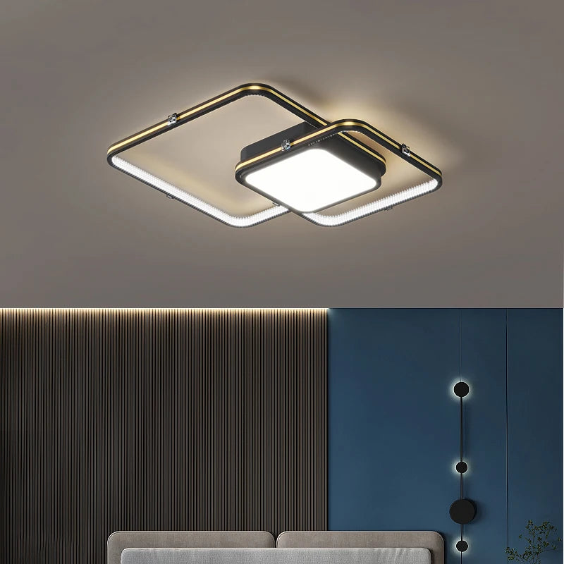 Lampe de lustre Led noir/or pour salon chambre décoration lustre moderne décor à la maison lustres de plafond luminaires
