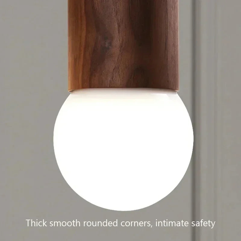 lampe suspendue en bois led décoration simple nordique - vue 5 sur 12