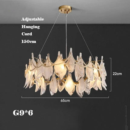 lustre créatif en verre dépoli avec perles suspendu moderne - vue 9 sur 10