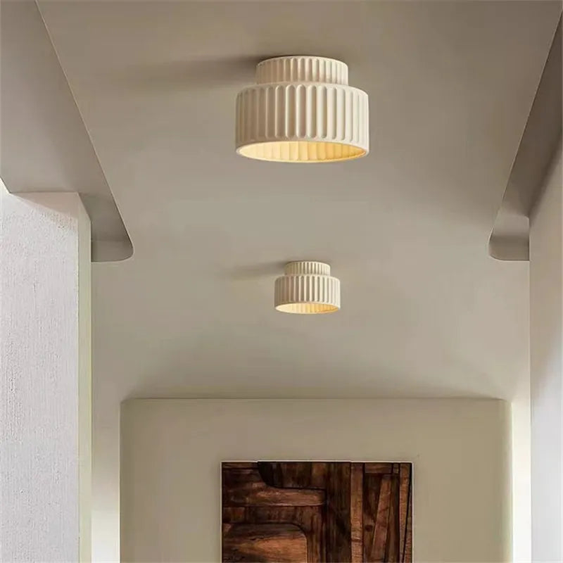 Tristan plafonnier encastré lampe nordique minimaliste crémeuse Style Wabi Sabi lumières E27 chambre décor à la maison lumière de couloir