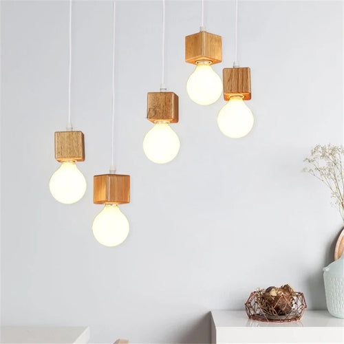 suspension vintage en bois de chêne design moderne - vue 3 sur 15