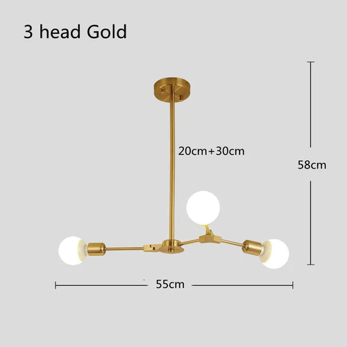 lustre moderne spoutnik satellite lampe suspendue 3 6 9 branches - vue 12 sur 12