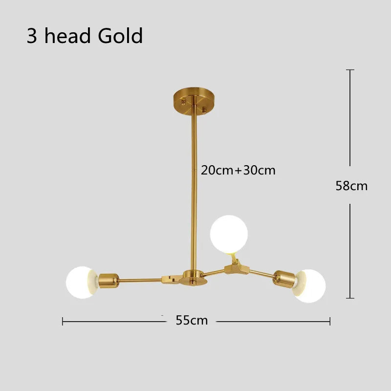 lustre moderne spoutnik satellite lampe suspendue 3 6 9 branches - vue 11 sur 12