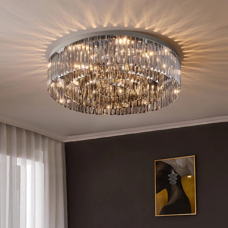 lustre en cristal led de luxe pour décoration intérieure