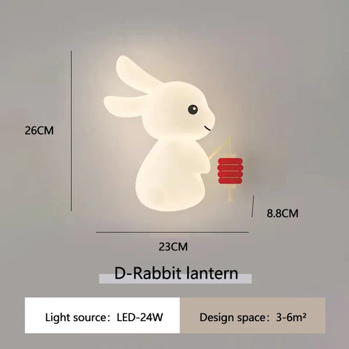 Applique murale de lapin mignon LED lampe de chambre d'enfant moderne Simple chaud chambre de bébé pépinière petite fille garçon chambre chevet appliques murales - vue 11 sur 12