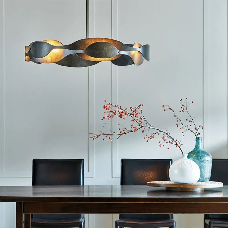 Italian Luxury Pendant Light Living Room Metal Window Artistic Sense Restaurant Hanging Lamp Hotel Lobby LED Lighting Chandelier - vue 6 sur 8