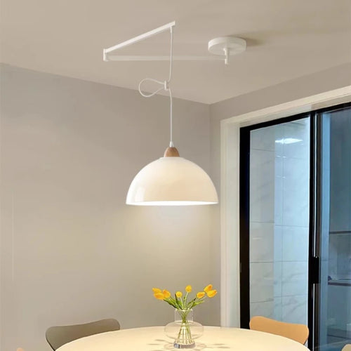 Lustres à bascule de Table à manger modernes LED peuvent être déplacés lampes à long poteau nordique Simple télescopique pliant lustre à bras Long