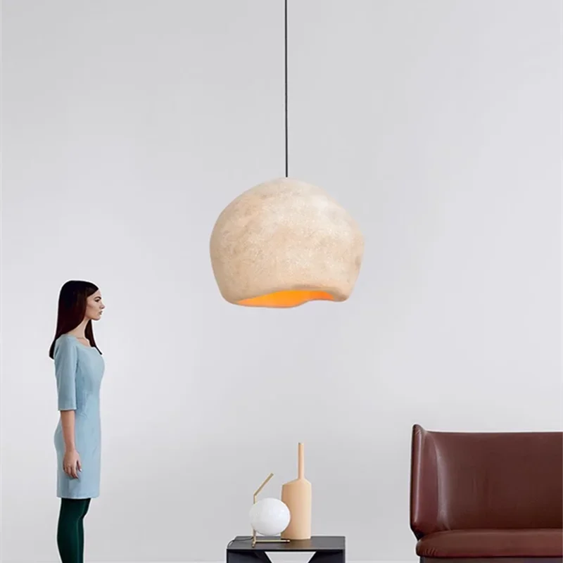 Nordic Wabi Sabi E27 Led Chandelier Dining Room Led Pendant Lights Lustre Bar Suspend Lamp Home Decor Loft Hanging Light Fixture - vue 6 sur 8