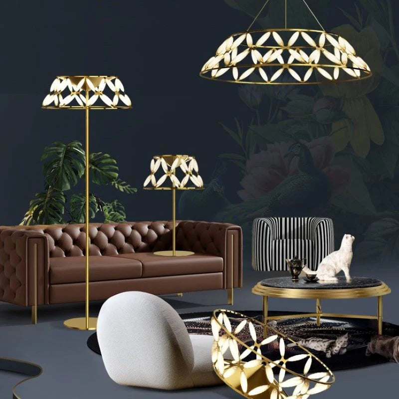 Sandyha Lustres minimalistes modernes creux papillon fleur suspension Design de luxe salon salle à manger chambre lampe à la maison
