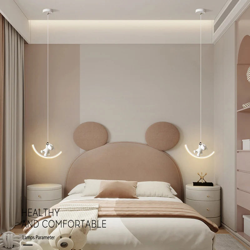 suspension led enfant motif dauphin et ours - vue 5 sur 9