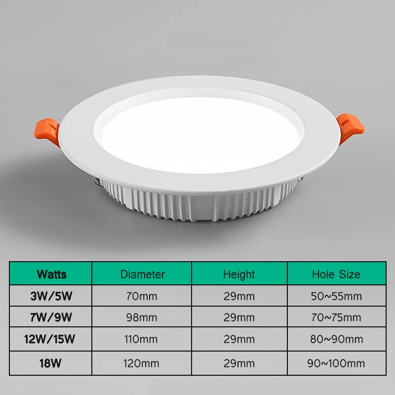 Lot De 5 Spots LED Encastrés Ultra-plats 17,8 Cm - 15W Lumière Neutre 4500K - Pour Plafond Cuisine, Couloir, Salon - Installation Facile