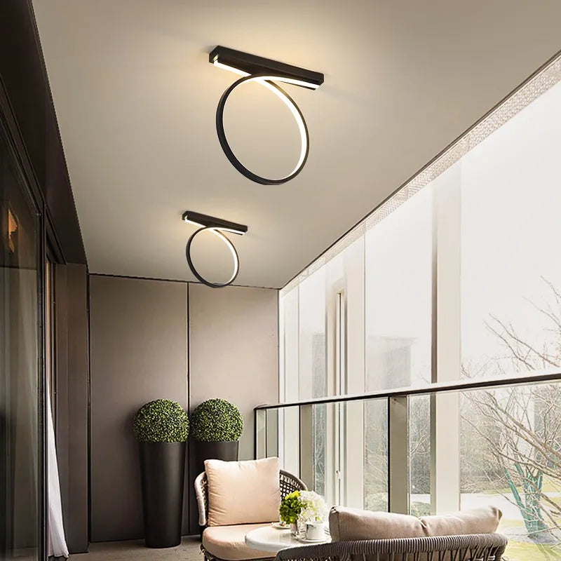plafonnier moderne décor lumière ronde entrée - vue 5 sur 6