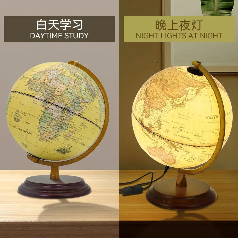 lampe à poser rétro avec globe terrestre décoratif et carte du monde - vue 5 sur 10