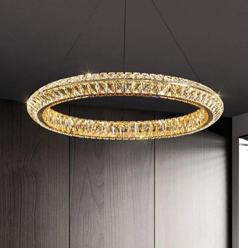 Luxe Cristal LED Suspension Lumières Villa Salon Salle À Manger Éclairage Décor Lustre Lustre Lampe Intérieur Hôtel Bar Luminaires