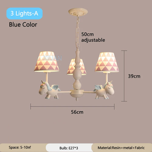 lustre licorne dessin animé pour chambre d'enfant suspendu - vue 16 sur 24