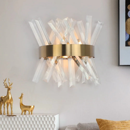 applique murale en cristal doré pour intérieur moderne - vue 5 sur 6