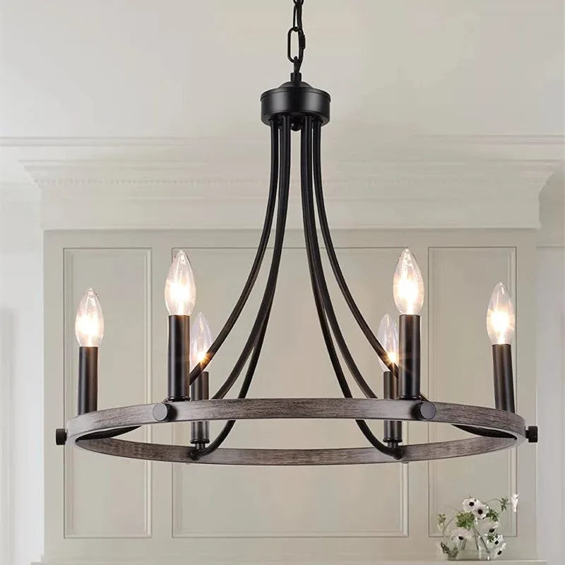 lustre en fer forgé américain avec éclairage led 5 têtes - vue 3 sur 5