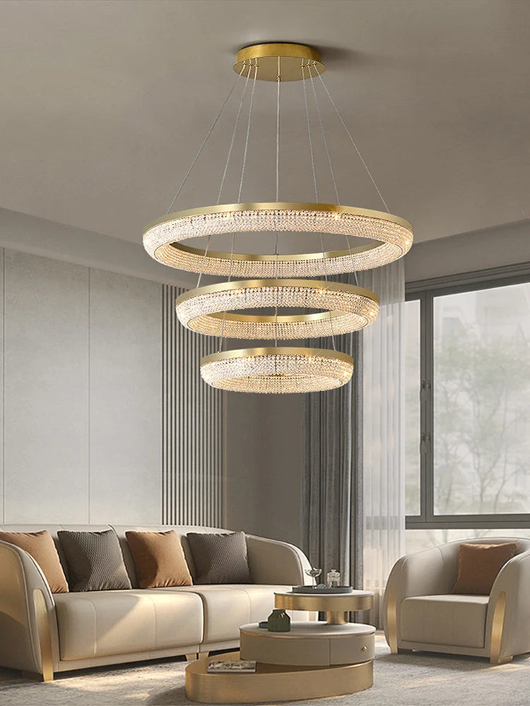 lustre de luxe led rond design moderne 	 pour intérieur - vue 4 sur 21