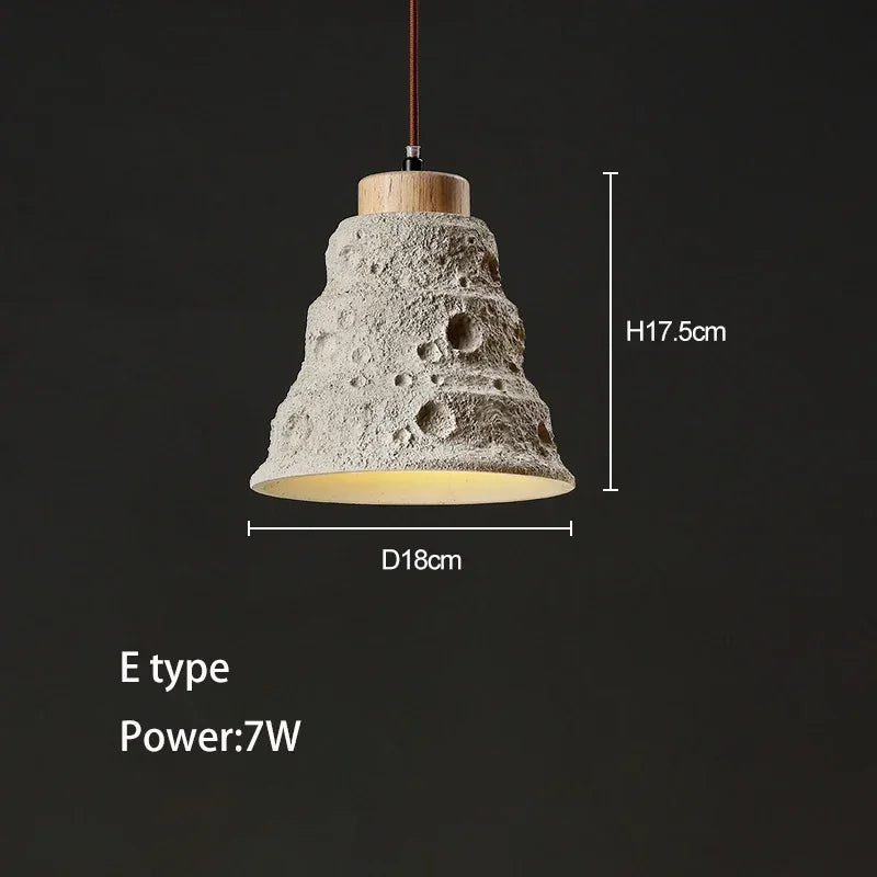 suspension wabi-sabi en ciment et travertin pour décoration intérieure