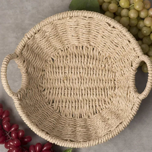 panier de rangement écologique en corde de papier et rotin - vue 6 sur 6