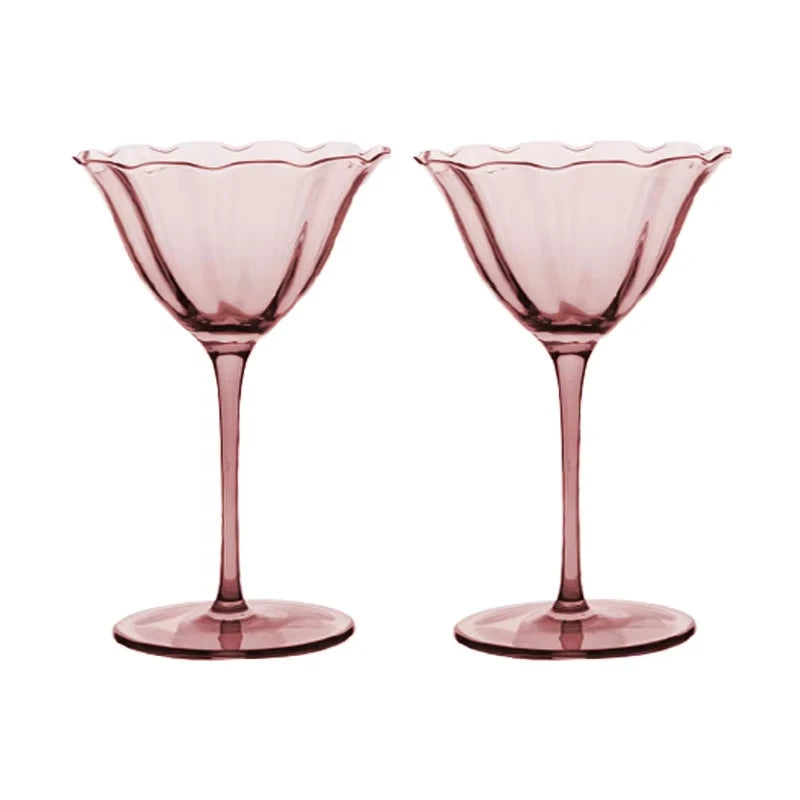 Verre vin vintage motif fleurs style cristal - vue 6 sur 7