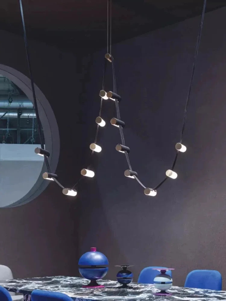 lustre en cuir nordique design pour éclairage suspendu décoratif - vue 5 sur 6