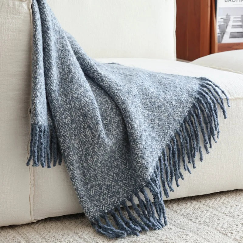 plaid tricot style americain couverture châle salon lit - vue 6 sur 6