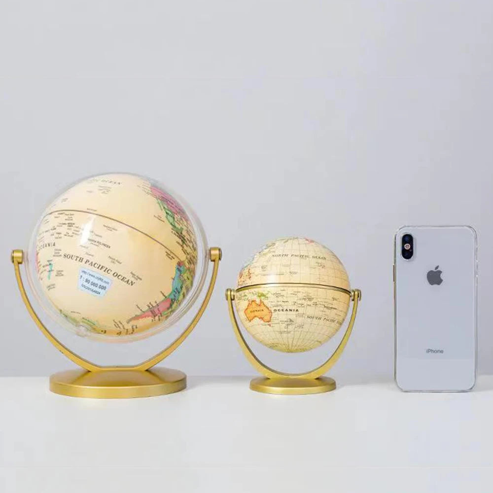 globe terrestre rétro rotatif pour apprendre la géographie et décorer - vue 2 sur 7