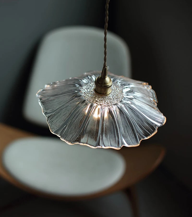 suspension en verre tournesol japonais design moderne décoratif - vue 6 sur 12