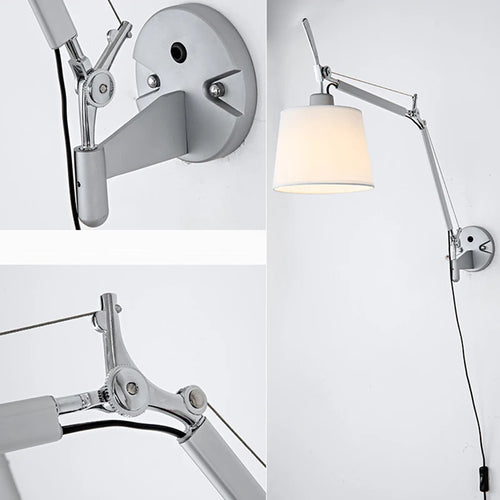 applique murale industrielle nordique pliable avec bras long pivotant - vue 6 sur 11