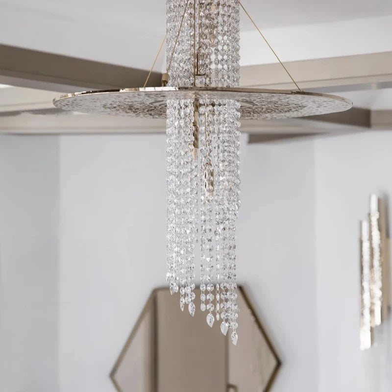 lustre en cristal moderne pour villa de luxe led - vue 5 sur 8