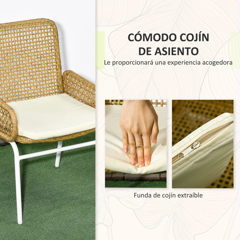ensemble table et chaises de jardin naturel 3 pièces