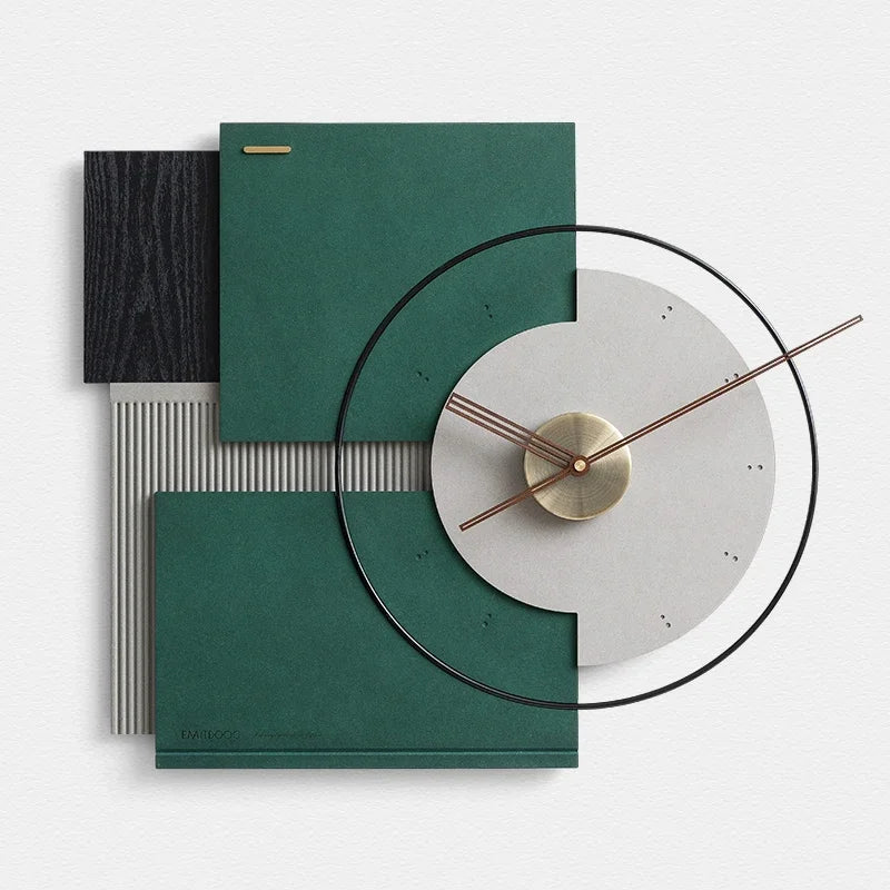 grande horloge murale silencieuse en noyer décoration moderne - vue 9 sur 10