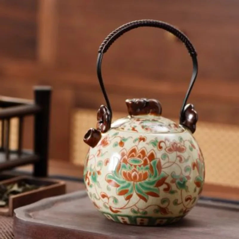 Théière chinoise lotus en porcelaine service kung fu - vue 6 sur 7