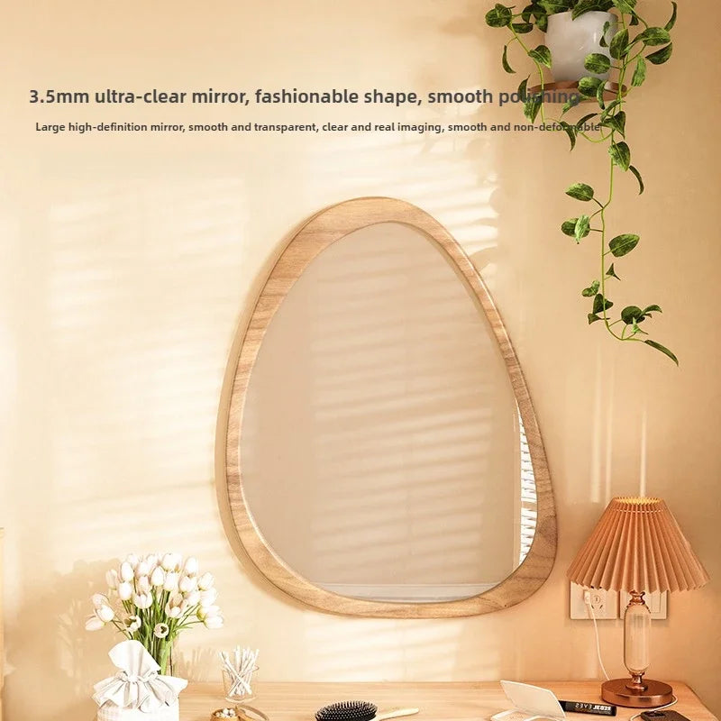 miroir mural en bois du milieu du siècle tendance réfléchissant HD - vue 4 sur 10