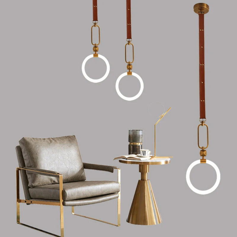 plafonnier à anneau simple design nordique lumineux suspendu intérieur - vue 6 sur 7