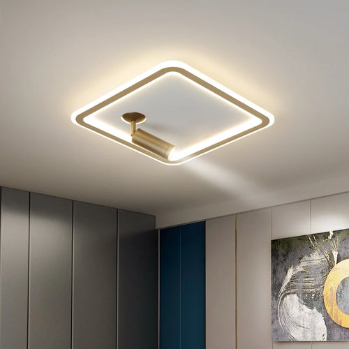 ins moderne plafond led ronde carrée avec projecteur monté en surface - vue 3 sur 15