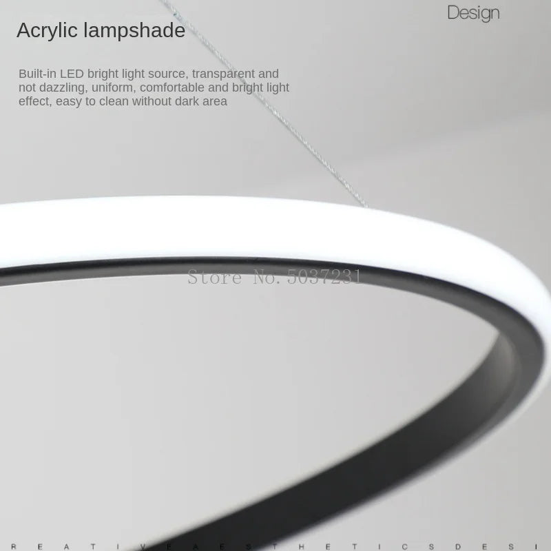 lustre circulaire moderne led éclairage suspendu nordique - vue 7 sur 10