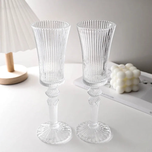 Verres champagne cristal rayures style rétro dégustation